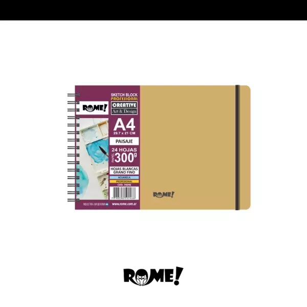 Block dibujo Rome Sketch Block para Acuarela A4 Paisaje