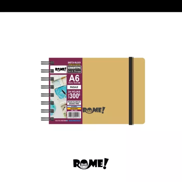 Block dibujo Rome Sketch Block para Acuarela A6