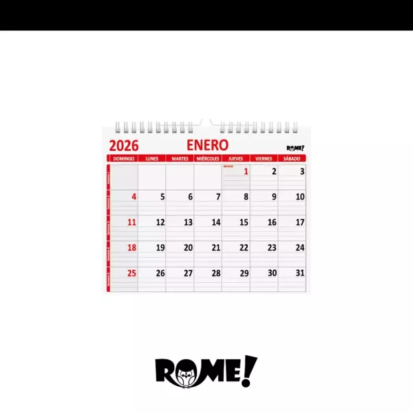 CALENDARIO RO - MEDIO OFICIO - APAISADO - ROJO