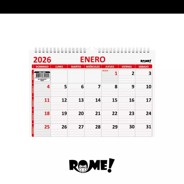 CALENDARIO RO - A4 - APAISADO - ROJO