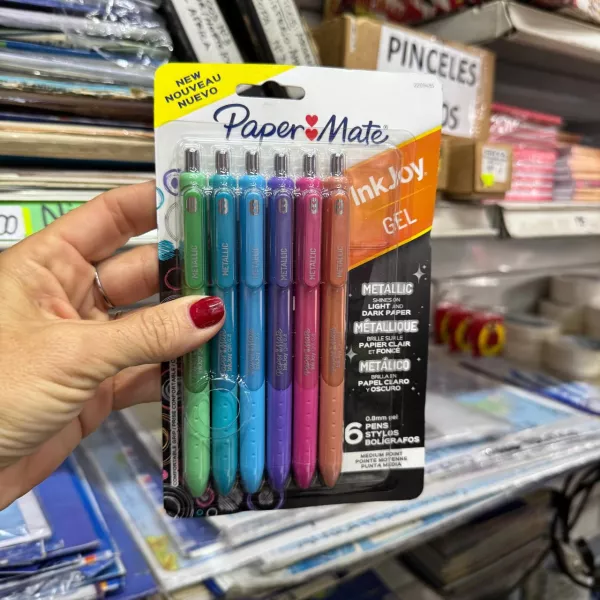 Bolígrafos Paper Mate Metálico Gel * 6
