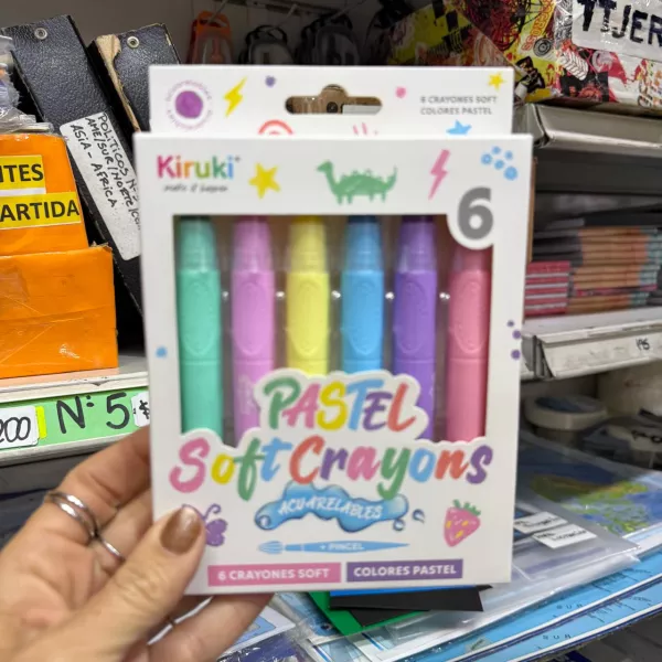 Crayones Kiruki x 6 Acuarelables Pastel