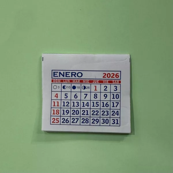 CALENDARIO MENSUAL 2026 MIGNON DE 5 X 5 CM (ML 5)