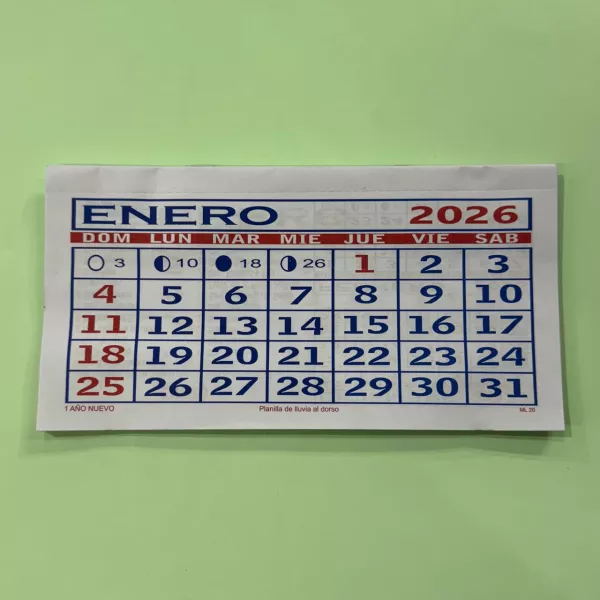 CALENDARIO MENSUAL 2026 DE 20 X 11 CM (ML 20)