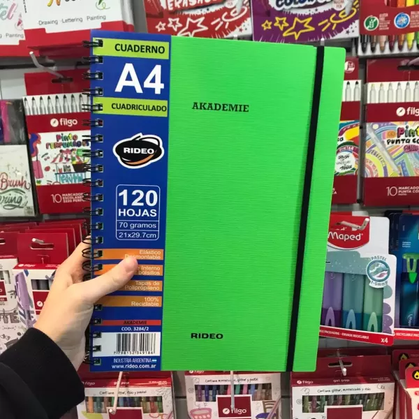 Cuaderno A4 Rideo Akademie x120 hojas Cuadriculado