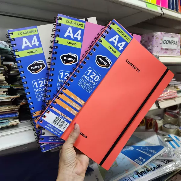 Cuaderno A4 Rideo Sunset x120 hojas Rayado