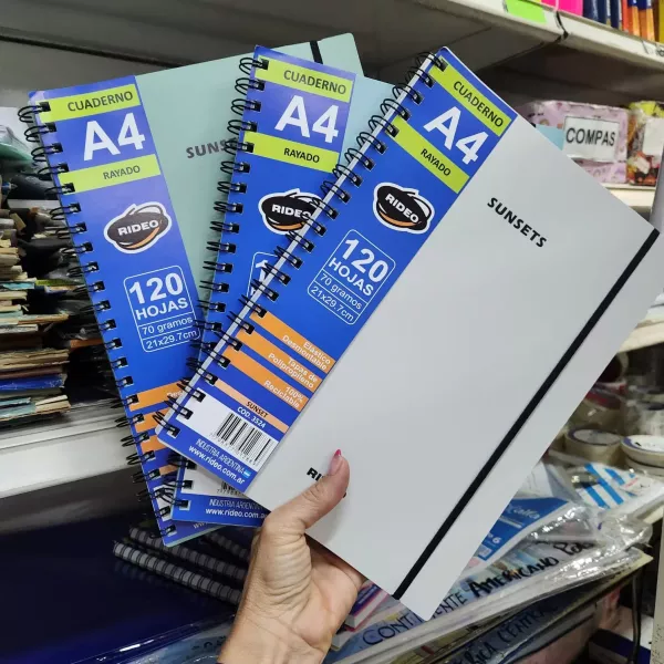 Cuaderno A4 Rideo Sunset x120 hojas Cuadriculado
