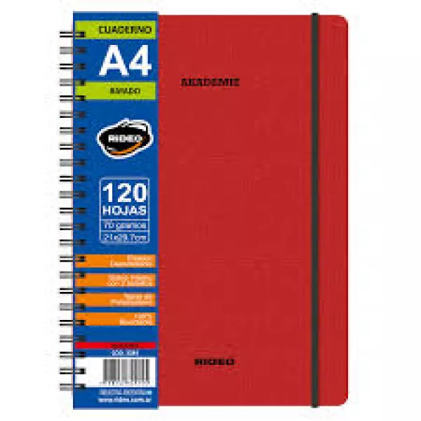 Cuaderno A5 Rideo Akademie x120 hojas Rayadas