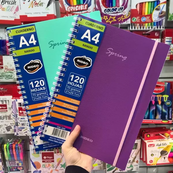 Cuaderno A4 Rideo Spring x120 hojas Rayado