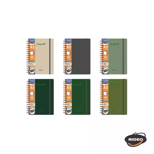 Cuaderno A5 Rideo Green x90 hojas Cuadriculado