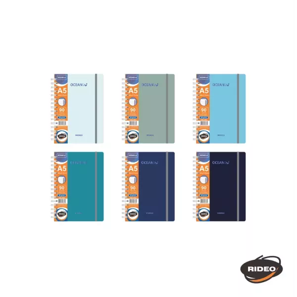 Cuaderno A5 Rideo Ocean x 90 hojas Liso
