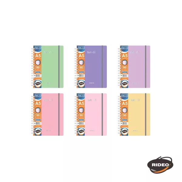 Cuaderno A5 Rideo Soft x 90 hojas Cuadriculadas