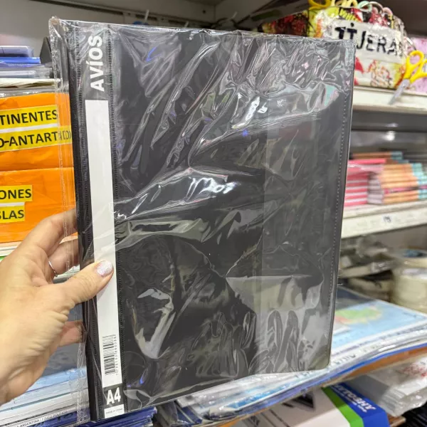 Carpeta A4 Tapa Cristal Avios Negra