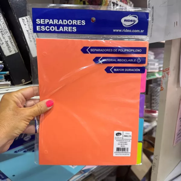 Separadores N°3 escolares Rideo x5 Fluo