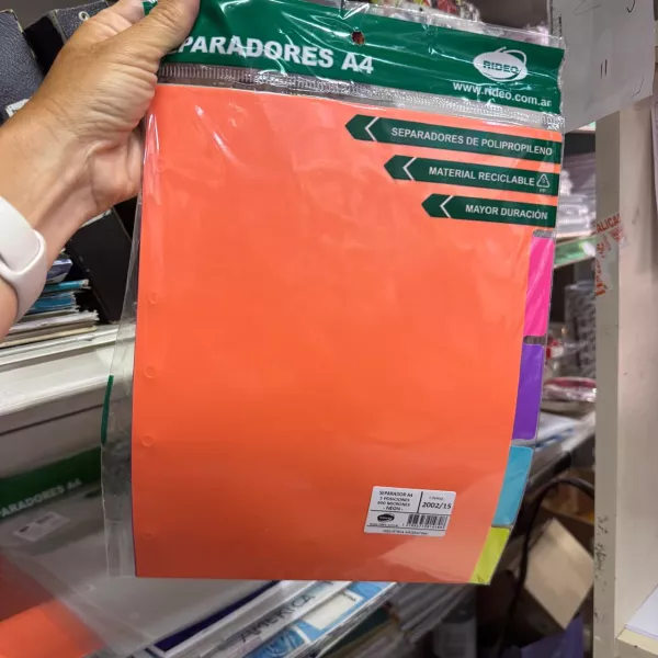 Separadores A4 Rideo x5 Fluo