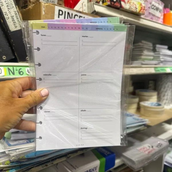 Repuesto Semana a la vista  una hoja A5 Cukina