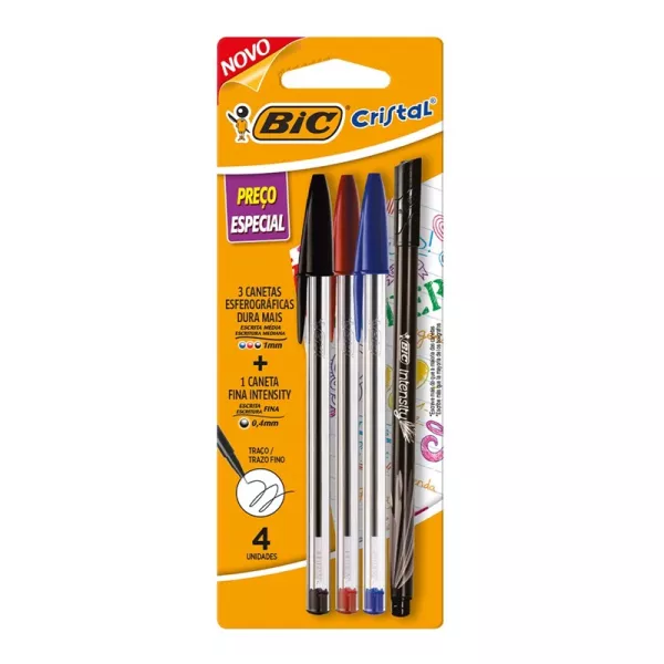 Kit Bic Cristal Bolígrafos + Microfibra Negra