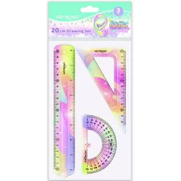 Set de geometría 3 piezas Pastel con glitter Keyroad