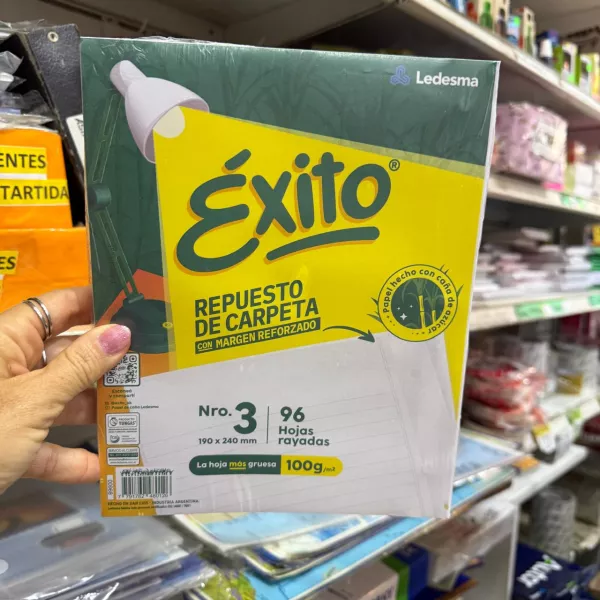 Repuesto N°3 Éxito x96 hojas rayada REFORZADOs