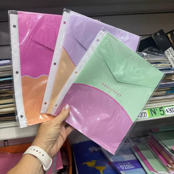 Sobre FW con Abrojo para Carpeta Escolar Colores Pastel -