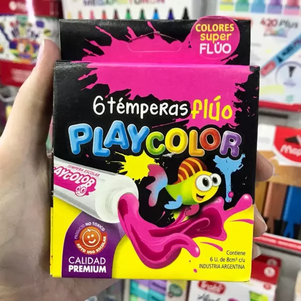 Temperas Playcolor Flúo x6