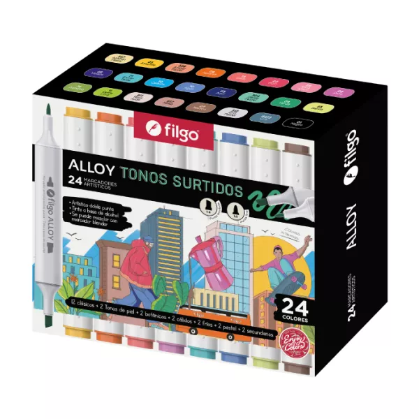 Marcador Filgo doble punta alloy x 24 Tonos Surtidos