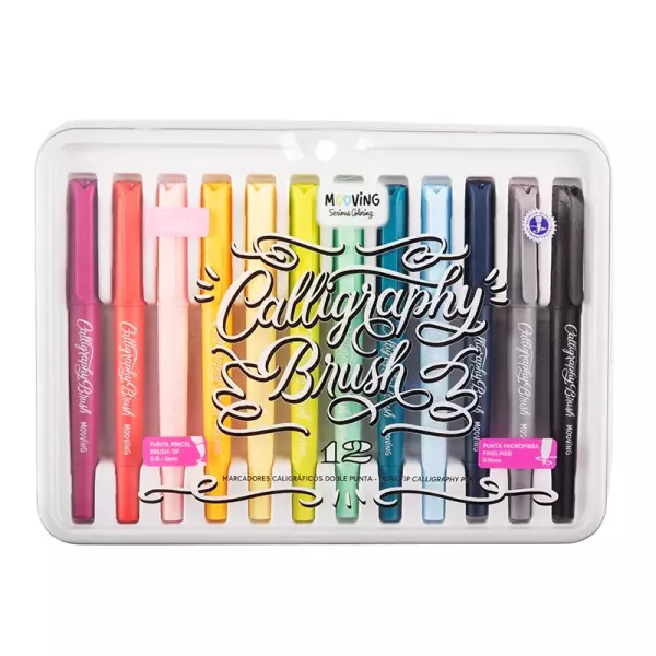 Marcadores Mooving Caligraphy Brush  Doble Punta x12