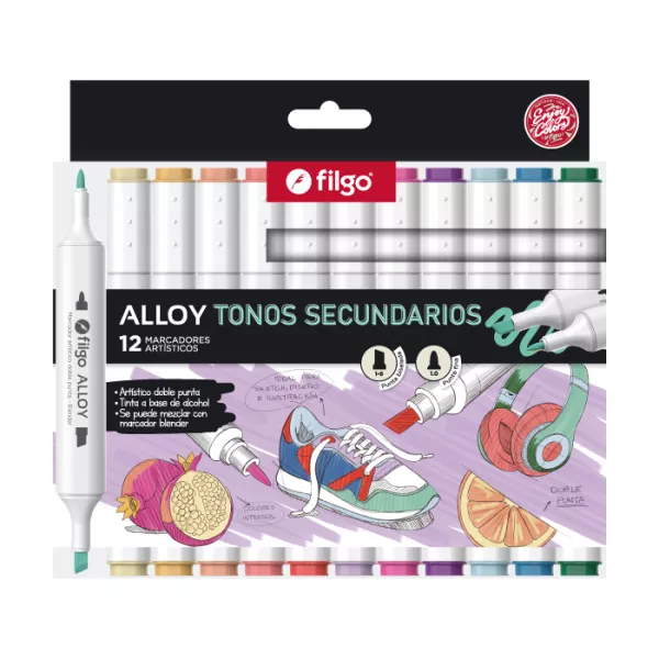 Marcador Filgo doble punta alloy x 12 Tonos Secundarios