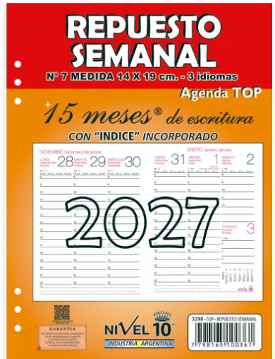 Repuesto de Agenda 2027 - Semana a la vista - N° 7