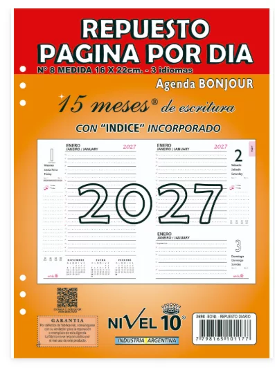 Repuesto de Agenda 2027 - Dia por pagina - N° 8