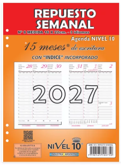 Repuesto de Agenda 2027 - Semana a la vista - N° 8