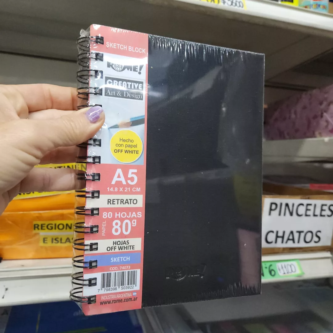 Block dibujo Rome Sketch Block A5 Black 80grs