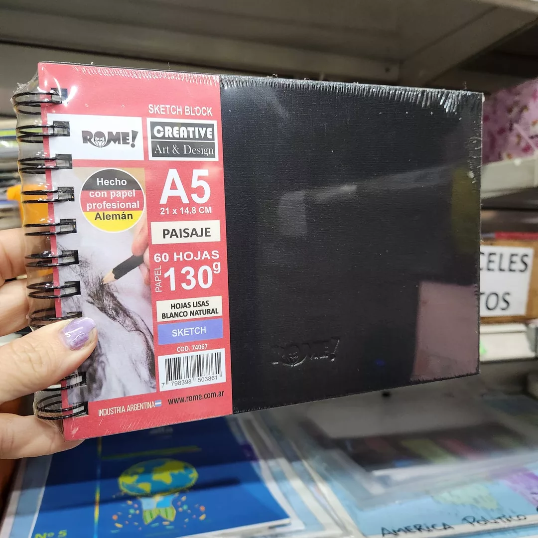 Block dibujo Rome Sketch Block A5 Black 130grs Paisaje