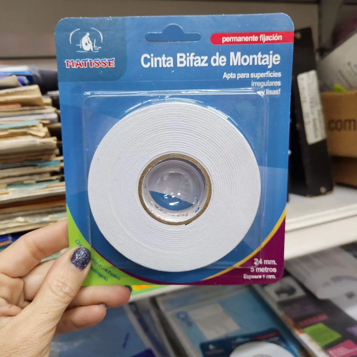 Cinta Adhesiva Bifaz de Montaje Matisse 24mm x 5m