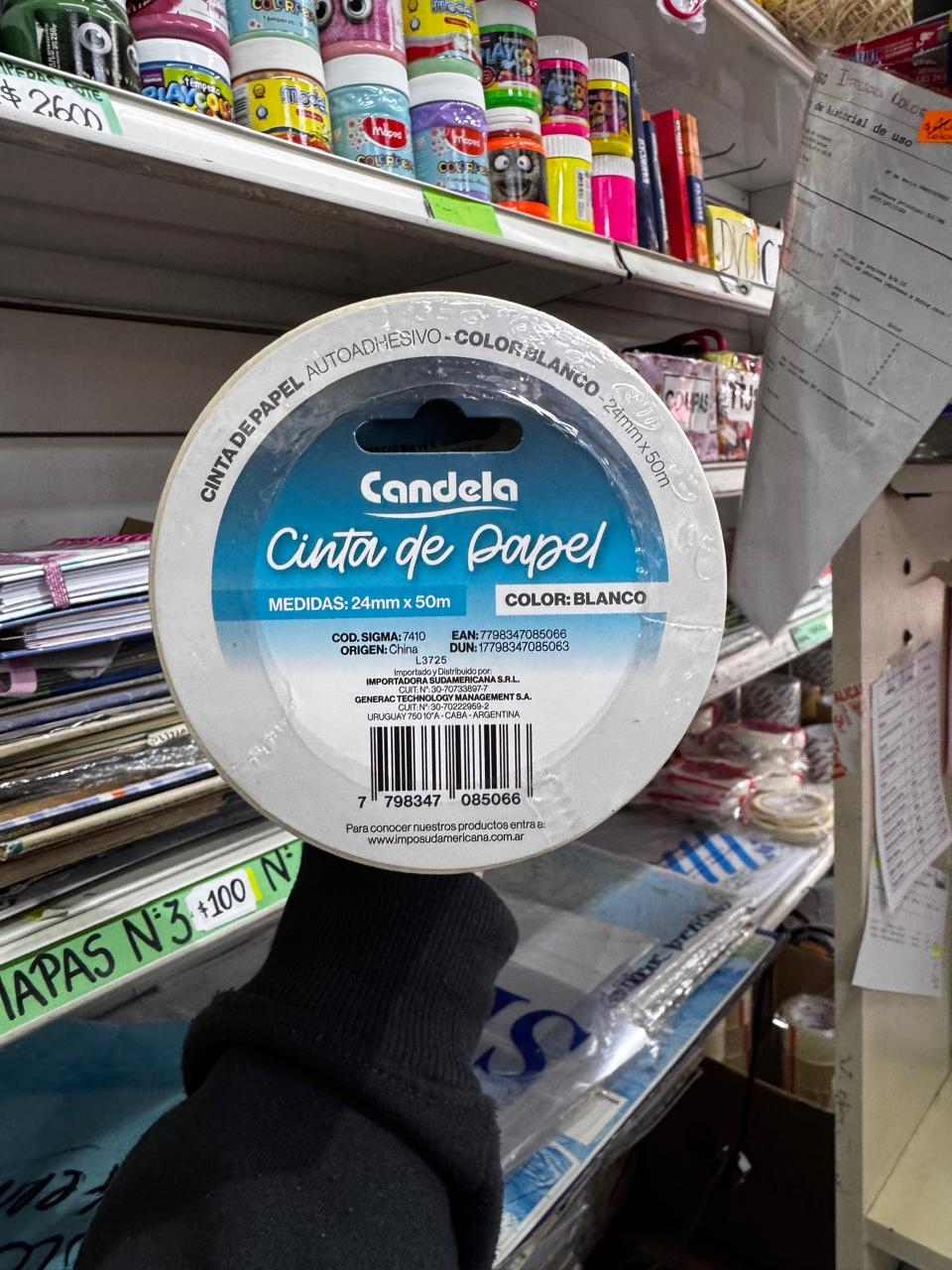 Cinta Adhesiva de Papel Candela 24mm x 50m