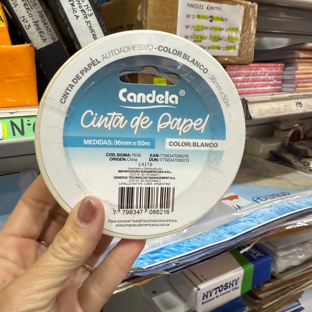 Cinta Adhesiva de Papel Candela 36mm x 50m