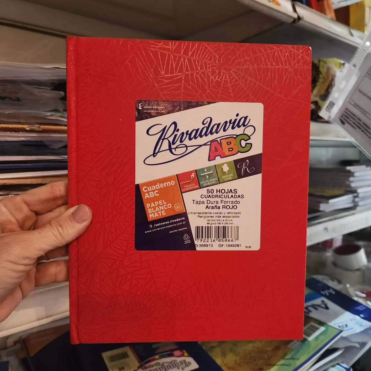 Cuaderno N°3 / ABC Rivadavia ROJO x50 hojas cuad