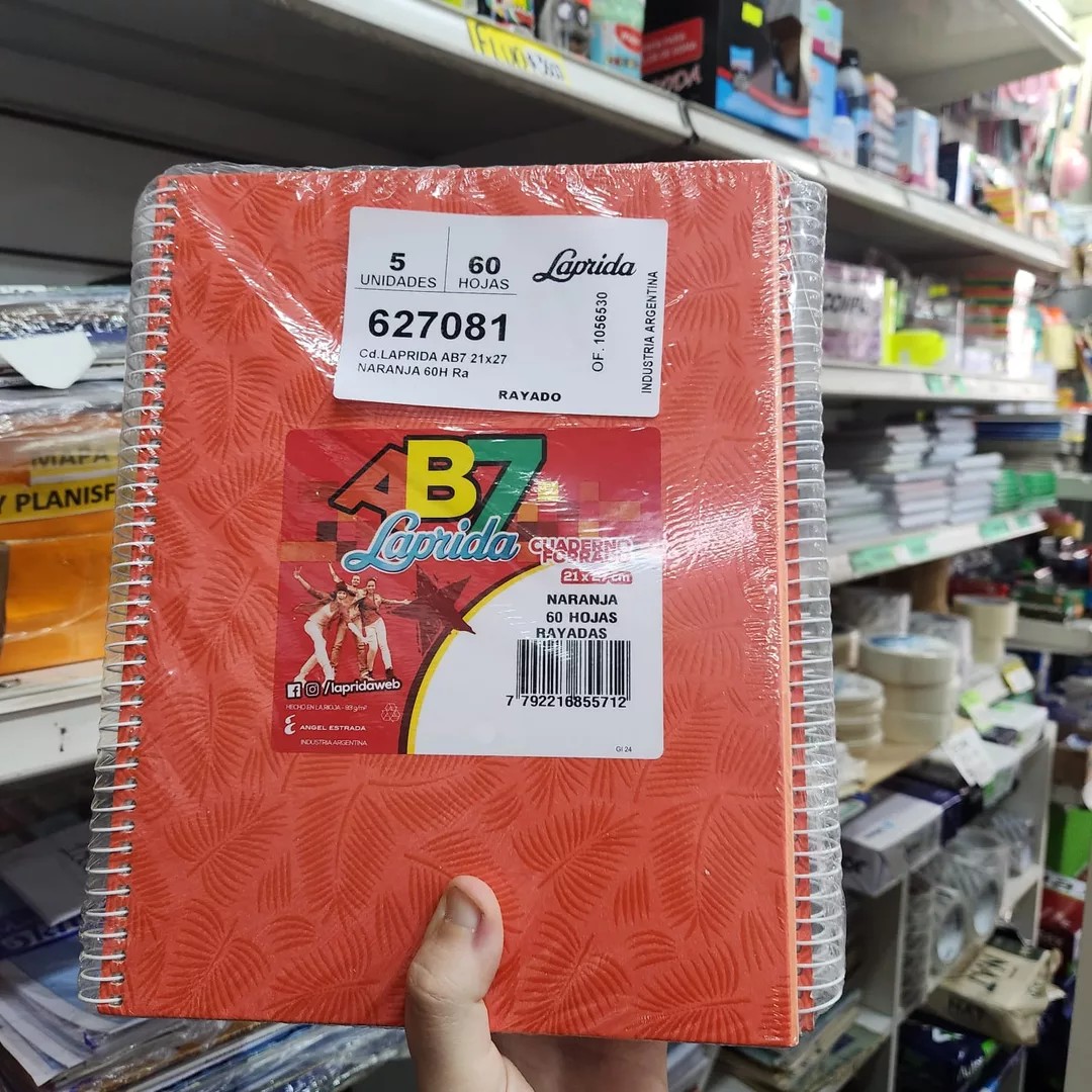 Cuaderno N°7/ABC Laprida Tapa dura x60 Forrado 
