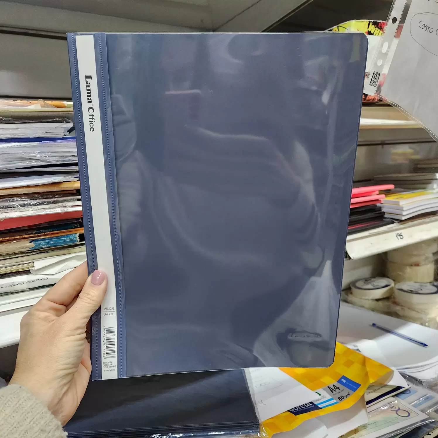 Carpeta A4 Tapa Cristal Lama Azul