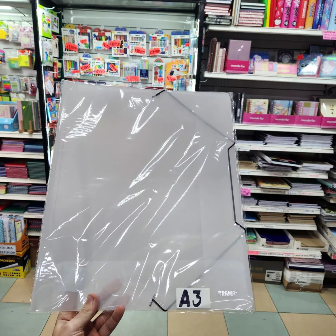 Carpeta 3 solapas A3 Trama transparente