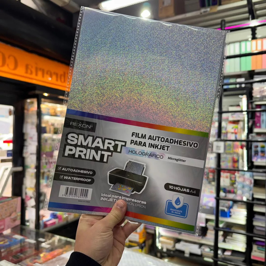 Papel Autoadhesivo Rexon A4 Holografico Micro Glitter