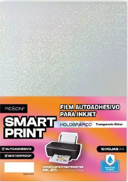 Papel Autoadhesivo Rexon A4 Transparente Glitter