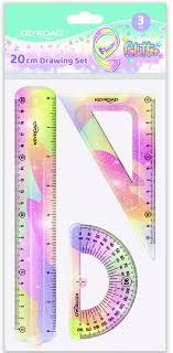 Set de geometría 3 piezas Pastel con glitter Keyroad