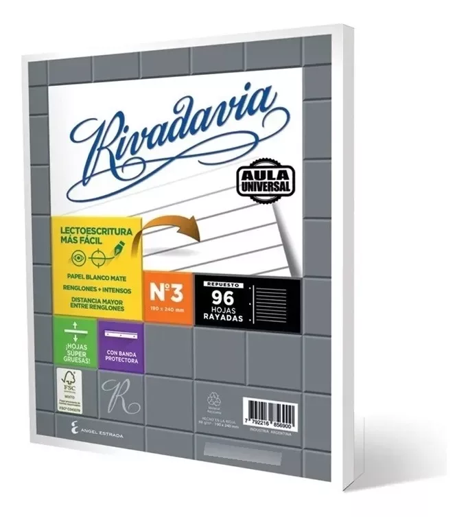 Repuesto N°3 Rivadavia Aula Universal  x96 rayadas