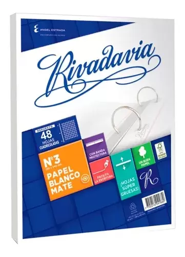 Repuesto N°3 Rivadavia x48 hojas cuadriculadas