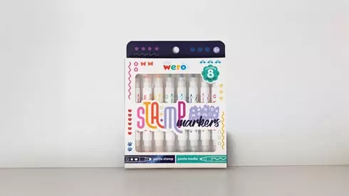 Marcadores doble punta con sellos x8 Wero