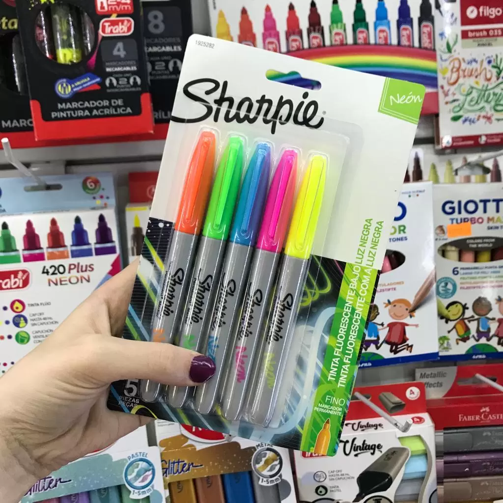 Marcadores Sharpie permanentes neon x5