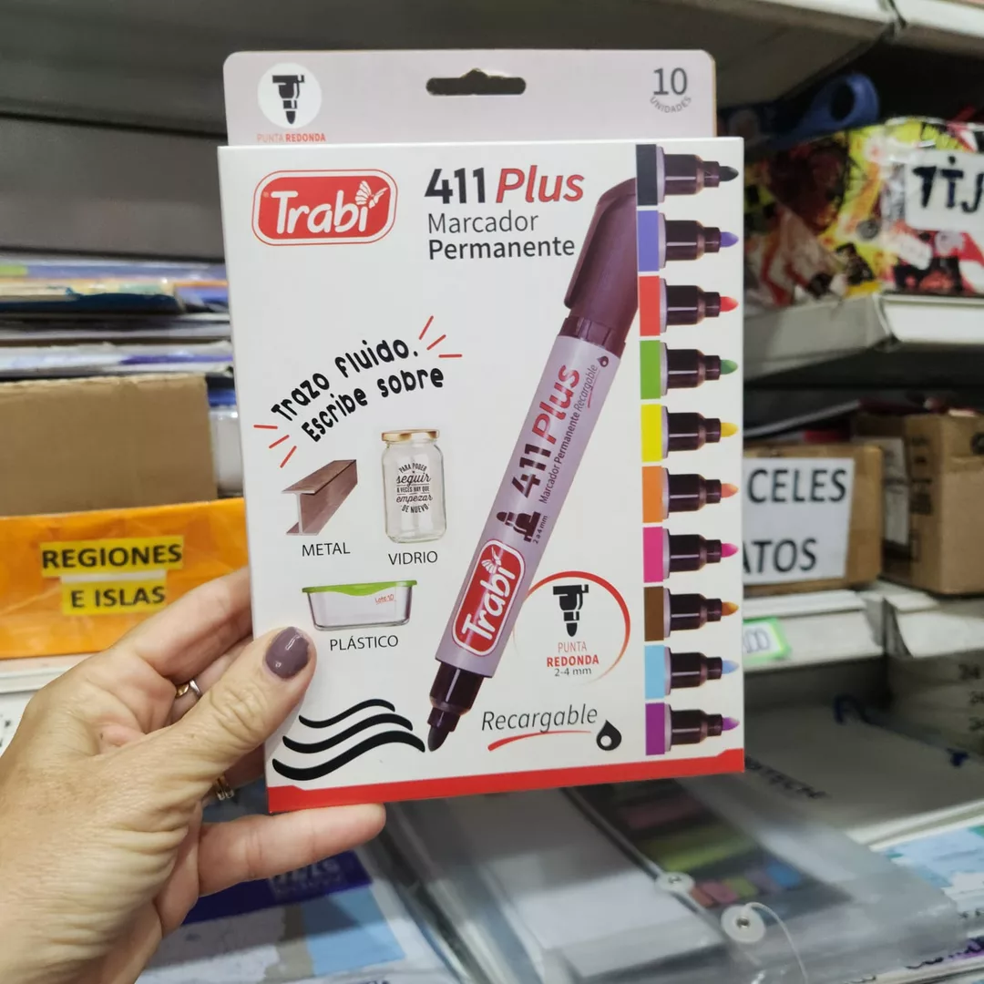 Marcador al solvente Trabi 411 Plus Recargable x 10