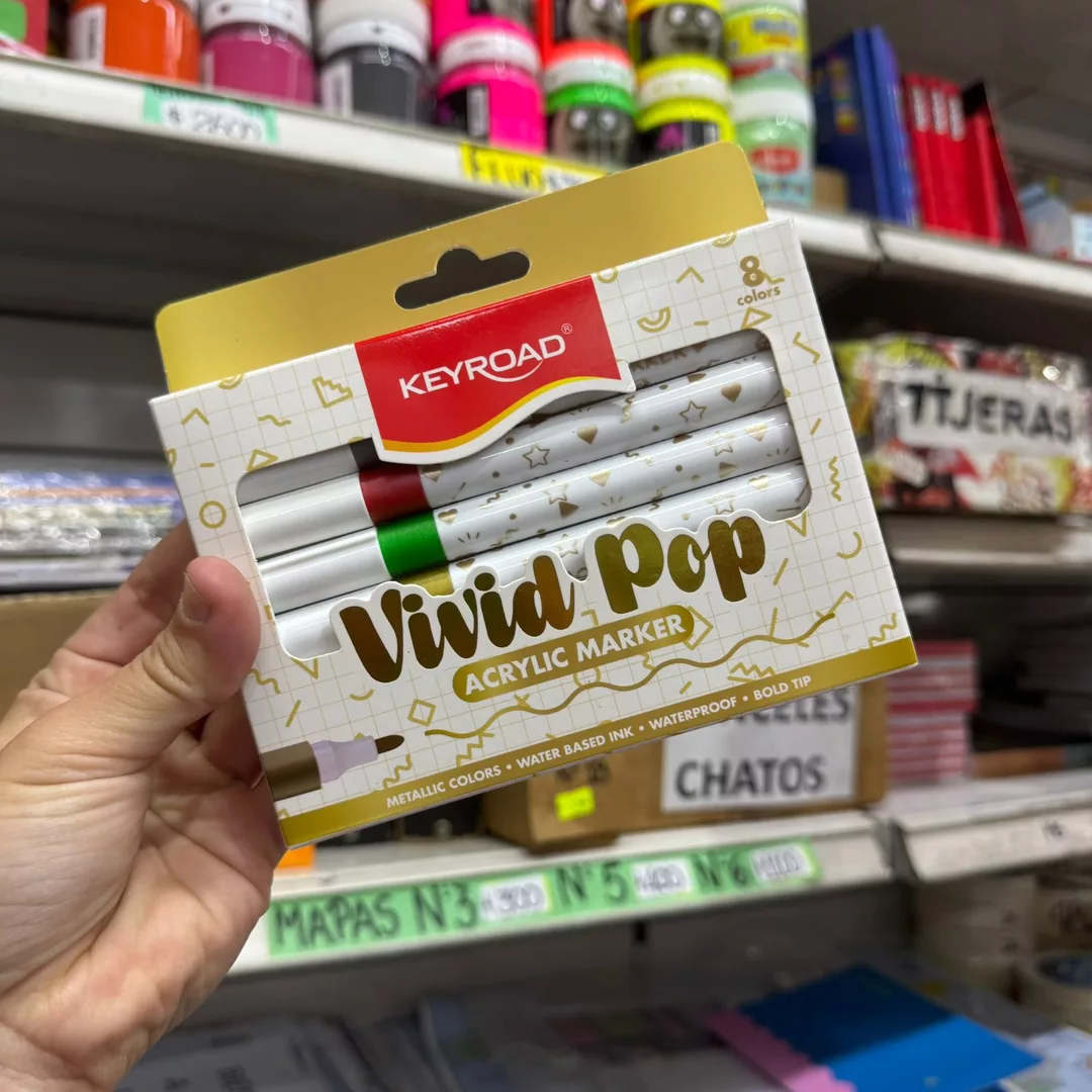 Marcadores acrílicos KEYROAD Vivid Pop Metalizados x8